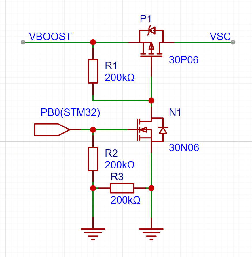 由 STM32 GPIO 控制的双 MOS 开关电路