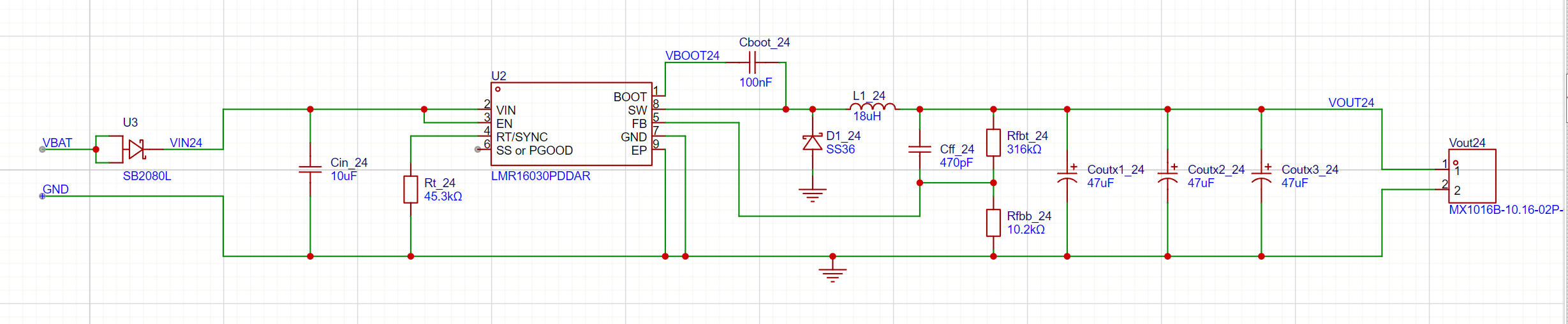 24V 控制母线降压方案原理图