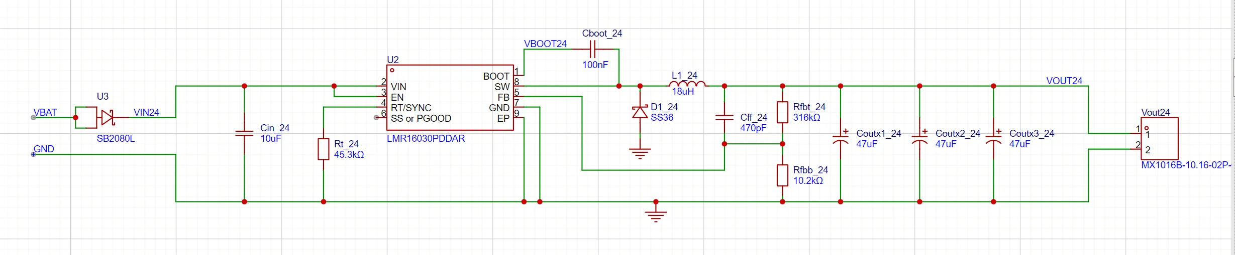 24V 控制母线降压方案原理图